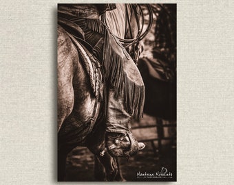 Western Wall Art Photography • Cowboy Photos • Western Horse Art • Cowboy Boots • Rustic Ranch Decor • Sepia Horse Photos • Montana Ranch