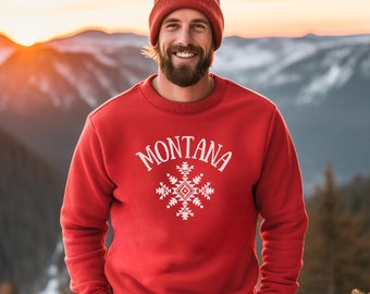 Montana Sweatshirt with Aztec Snowflake, Montana Gifts, Montana State Shirt, Winter Sweatshirt, Montana Souvenir, Unisex Sweatshirt