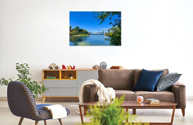 downtown wall d\u00e9cor print Digital photo art Ontario the other side of the pond Toronto Islands City of Toronto
