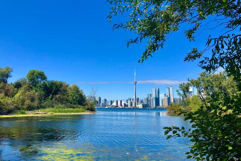 downtown wall d\u00e9cor print Digital photo art Ontario the other side of the pond Toronto Islands City of Toronto