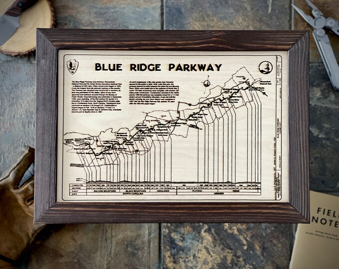 Blue Ridge Parkway - Laser Engraved Blueprint - Awesome Gift for Hikers ...