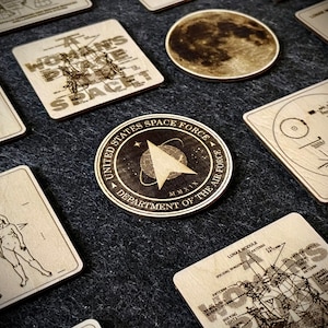 NASA, Carl Sagan, Space Force, Golden Record, Voyager Pioneer, Lunar Lander - Laser Engraved Stickers/Magnets Set of 15 - Decorate Anything!