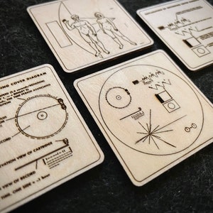 Carl Sagan Golden Record, Voyager Pioneer Plaque, Explanation of Record - Laser Engraved Stickers/Magnets 15 Set Pcs - Decorate Anything!