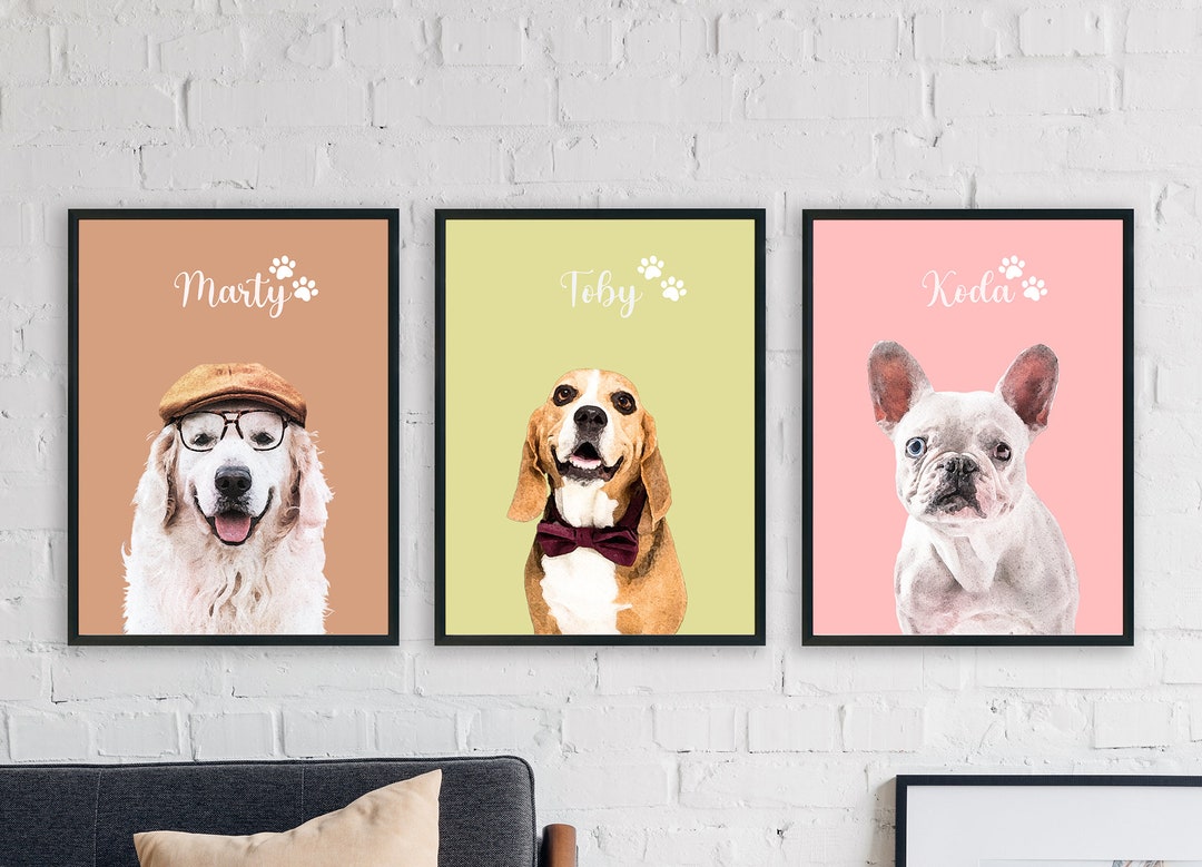 Pet Portrait Custom Pet Portrait Gifts for Her Dog Lover Gift Etsy