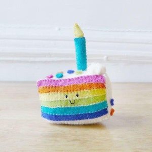 Rainbow Birthday Squeaker Toy / pet toy for cat or for dog, sustainably and ethically made, artisan made, handmade, earth friendly