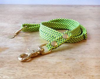 Keiki Rope Leash / neon green rope dog leash, reclaimed climbing rope leash, puppy leash, small dog leash, night walking leash, fun stylish