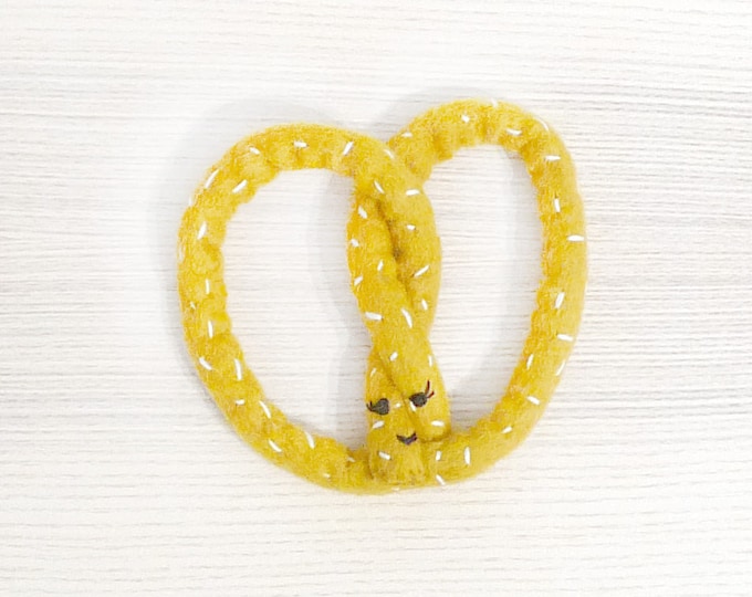 Handrolled Pretzel Toy / dog toy hand felted all natural wool earth-friendly dyes nontoxic dye cat toy sustainable pet