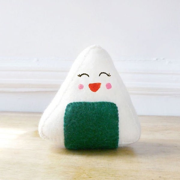 Onigiri Winky Squeaker Toy / dog toy hand felted all natural wool earth-friendly dyes nontoxic dye cat toy sustainable pet