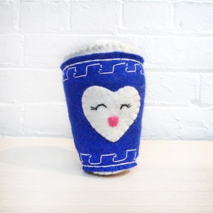 NYC Coffee Cup Squeaker Toy/ dog toy hand felted all natural wool earth-friendly dyes nontoxic dye cat toy sustainable pet