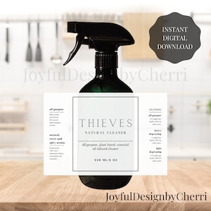 Thieves Cleaner Label - Clean, Modern, Simple design - Printable, Instant Digital Download - Multi options prints , Multi Sizes