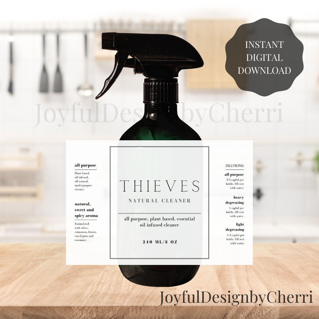 Thieves Cleaner Label Clean, Modern, Simple Design Printable, Instant ...