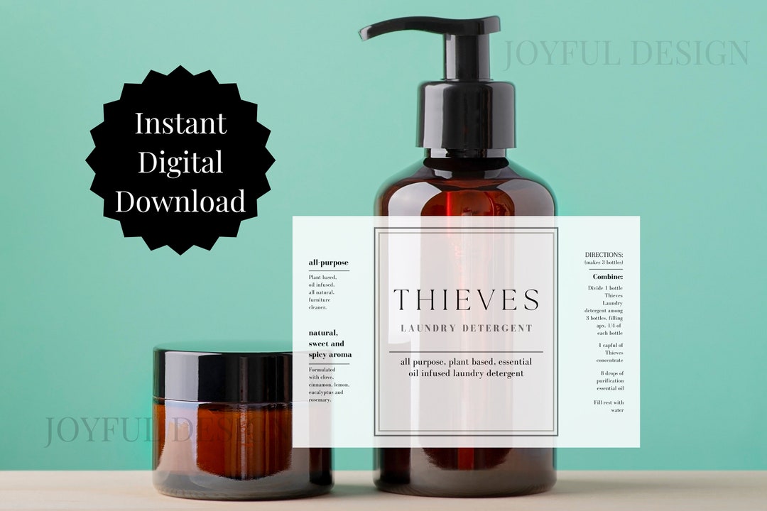 Thieves Laundry Detergent Label Instant Digital Download Etsy