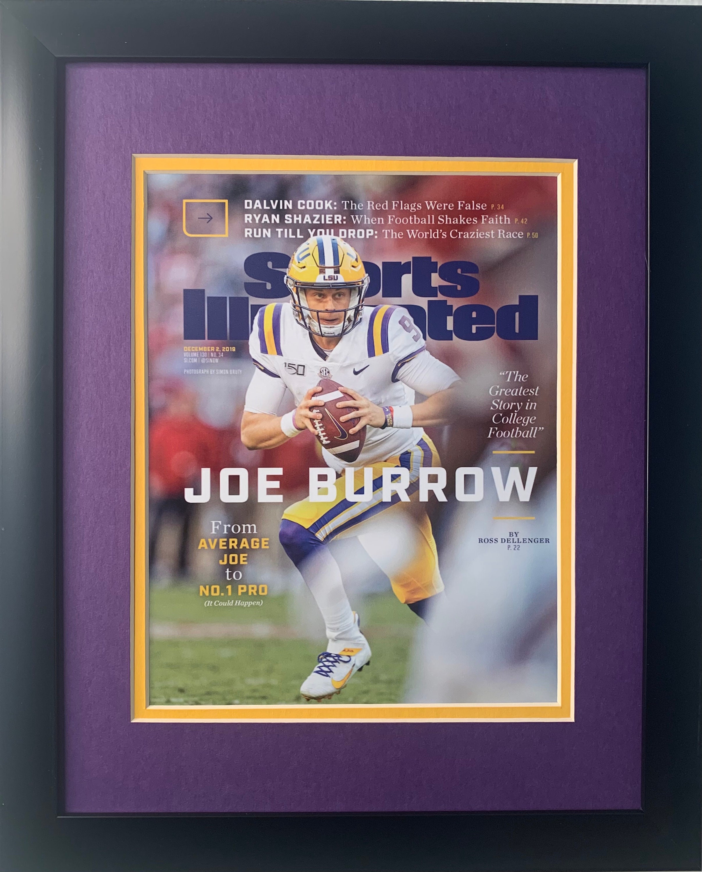 Joe Burrow LSU S.I. Cover Print Framed - Etsy