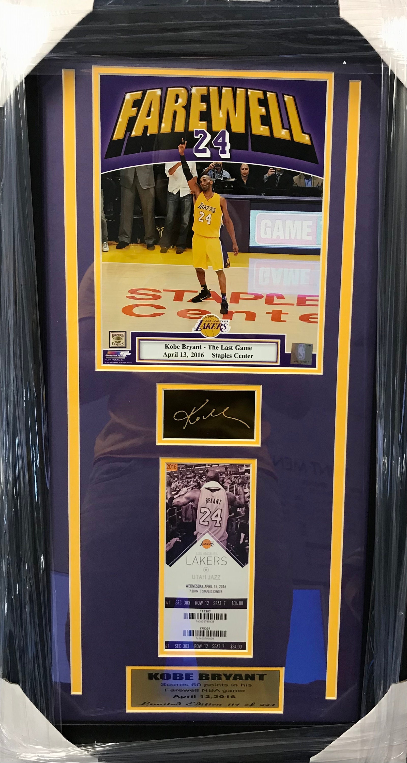 Kobe Bryant Farewell Framed Memorabilia Etsy