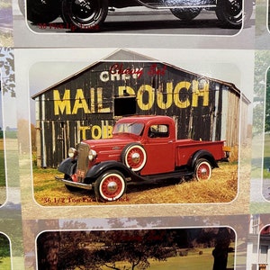 Giant Poster 1936 1/2 Ton Pickup Truck +99 Altri Vintage Chevy Original Uncut Old Chevrolet Car Trading Cards 28"x38" Classic Automobile