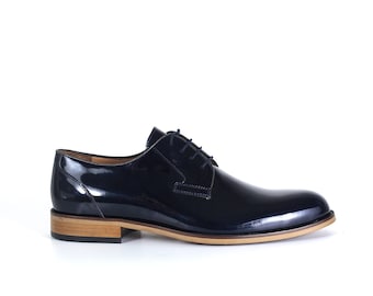 Mens Patent Leather Dress Shoes, Luxury Mens Shoes, Handmade, Classic Leather Black Shoes, Calf Leather, Men Dress Shoes