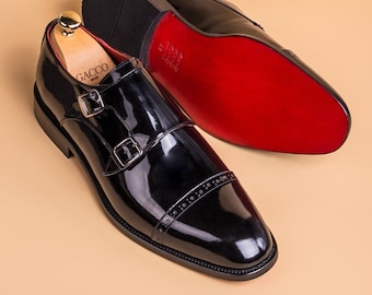 Patent Leather Handmade Classic Men Dress Shoes, Luxury Mens Shoes, Gift for him