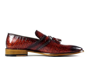 Gacco Schlangenhaut Print Rote Loafers