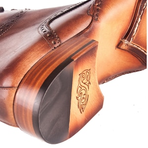 Handmade Luxury Mens 6 inch Leather Broen Patina Dress Boots, Men Dress Shoes, Opanka Sole