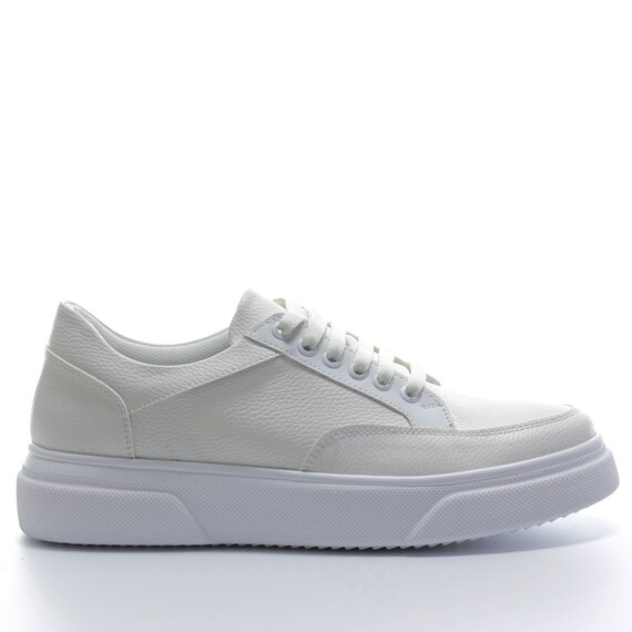 White Sneakers Mens Genuine Leather Casual Style Etsy