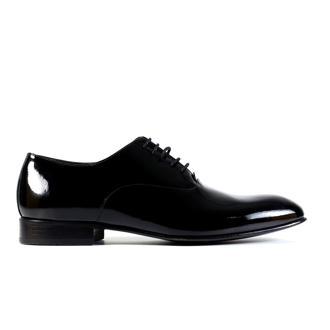 Black Laceup Dress Shoes, Oxford Mens Shoes, Classic Patent Leather