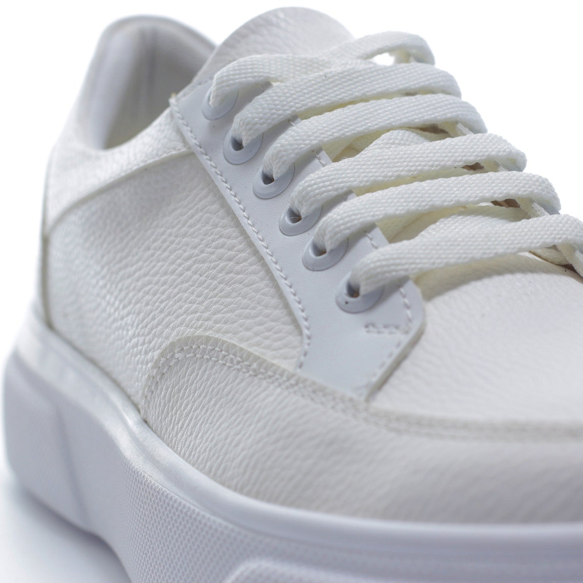 White Sneakers Mens Genuine Leather Casual Style Etsy