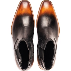 Handmade Luxury Mens Leather Patina Dress Boots, Men Dress Shoes
