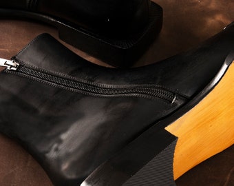 Botas de vestir de cuero para hombre de lujo hechas a mano, zapatos de vestir para hombre