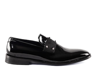 Lakierowane Ręcznie Robione Klasyczne Męskie Buty Eleganckie, Luksusowe Buty Męskie, Prezent dla Niego