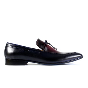 Hand Stitched Leather Loafers: Two-Tone Mens Dress Shoes