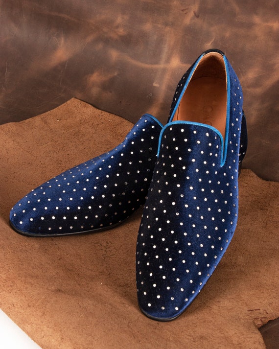 navy blue velvet dress shoes AZAR MAN Men's Velvet Slip On Loafer Dress Shoes Tudors