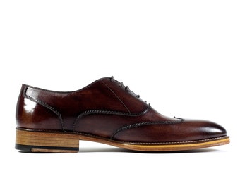 Gacco Zapatos de vestir de cuero de tabaco rojizo
