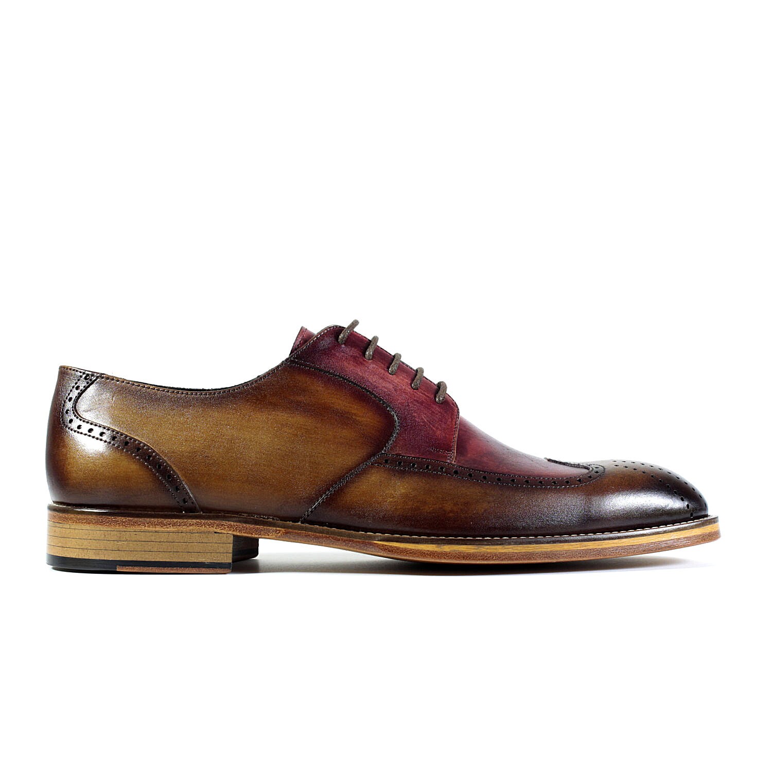 Tobacco With Pink Derby Shoes, Mens Shoe, Handmade Calf Leather - Etsy