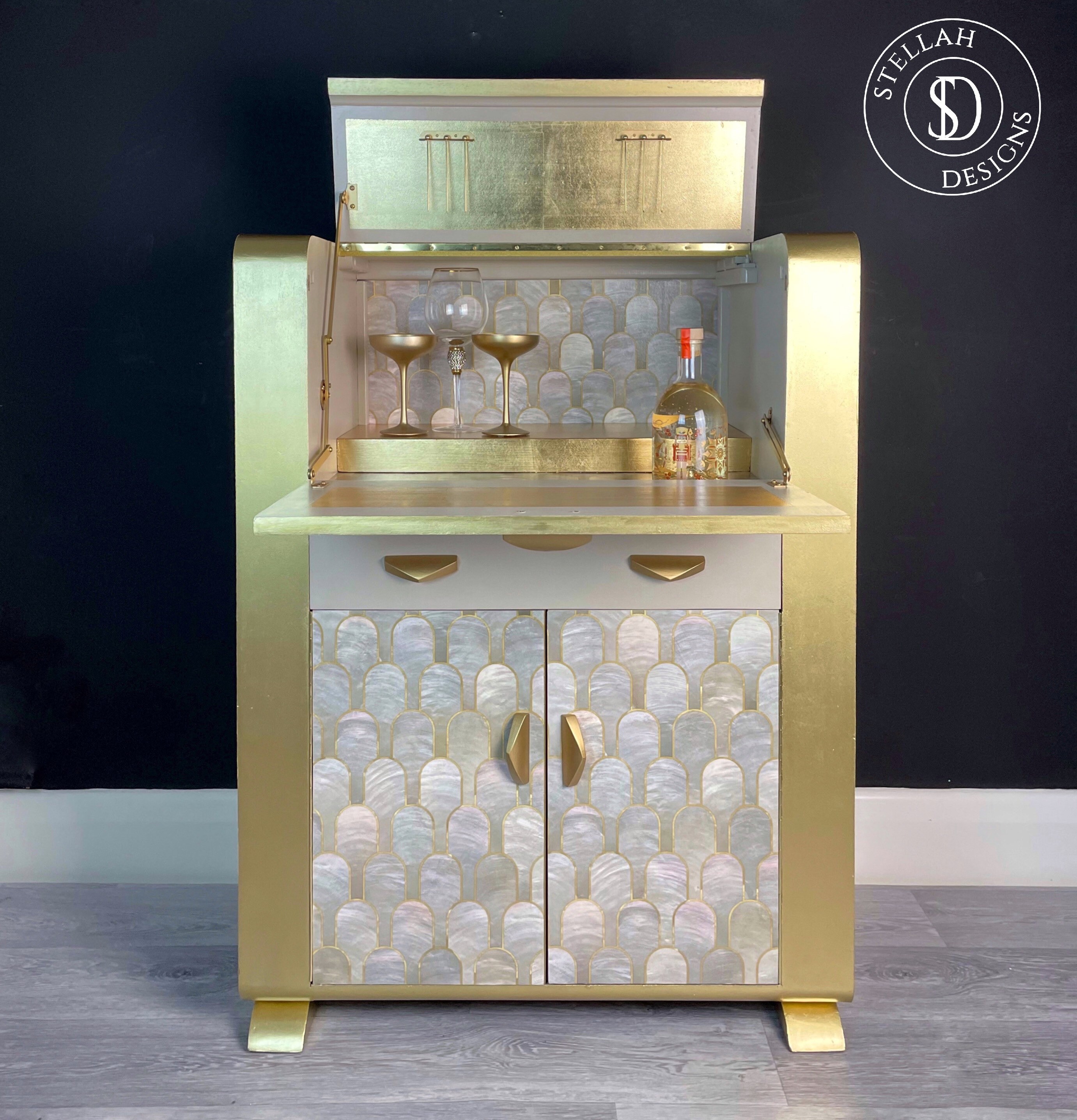 SOLD Art Deco Style Cocktail Cabinet Etsy