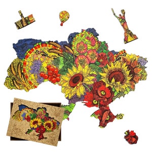 Puzzle en bois, carte de l'Ukraine, puzzle pour adultes, découpe laser, puzzle pour adulte, Ukraine patriotique, puzzle 3D, puzzle de formes, meilleur cadeau