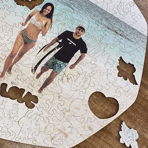Custom wood puzzle, Photo wooden puzzle, Anniversary gift for him, 1st anniversary gifts, 2nd wedding anniversary gift, Wife birthday gift