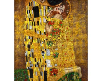 The Kiss by Gustav Klimt jigsaw puzzle, family puzzle, art wooden puzzle, artsy gift, puzzle for adults