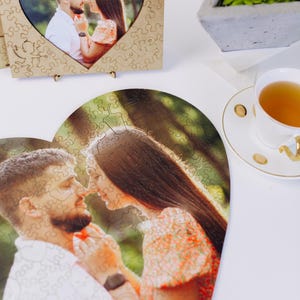Birthday gift for him, Birthday gift for her - Personalized Photo Wooden Puzzle for Couples, Jigsaw Heart Puzzle - Cute Anniversary Gift