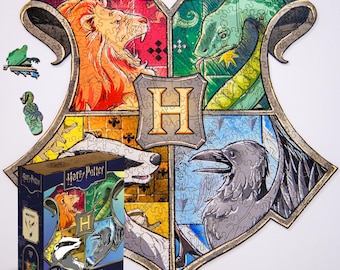 Rompecabezas de Hogwarts Crest Quest, decoración artística de Harry Potter, regalo para Potterhead, rompecabezas secreto mágico de madera con licencia, regalo único para parejas