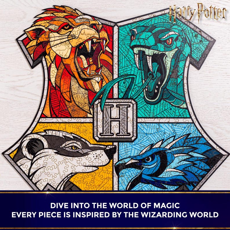 Gift for Potterhead - Licensed Wooden Jigsaw Puzzle, Harry Potter gifts, Hogwarts Puzzle, Harry Potter Puzzle Hogwarts Wall Art, Couple gift M - 102pcs