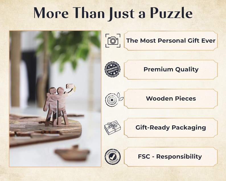 Puzzle personnalisé à partir d'une photo, cadeau personnalisé, puzzle en bois, formes uniques, cadeau d'anniversaire pour lui, elle, cadeau de mariage pour couple image 5