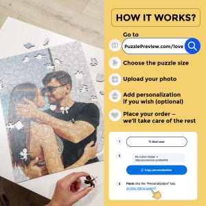 Spersonalizowane drewniane puzzle ze zdjęciem, puzzle ze zdjęcia, puzzle miłosne, puzzle ślubne, spersonalizowane drewniane puzzle, najlepsze prezenty dla niej zdjęcie 2