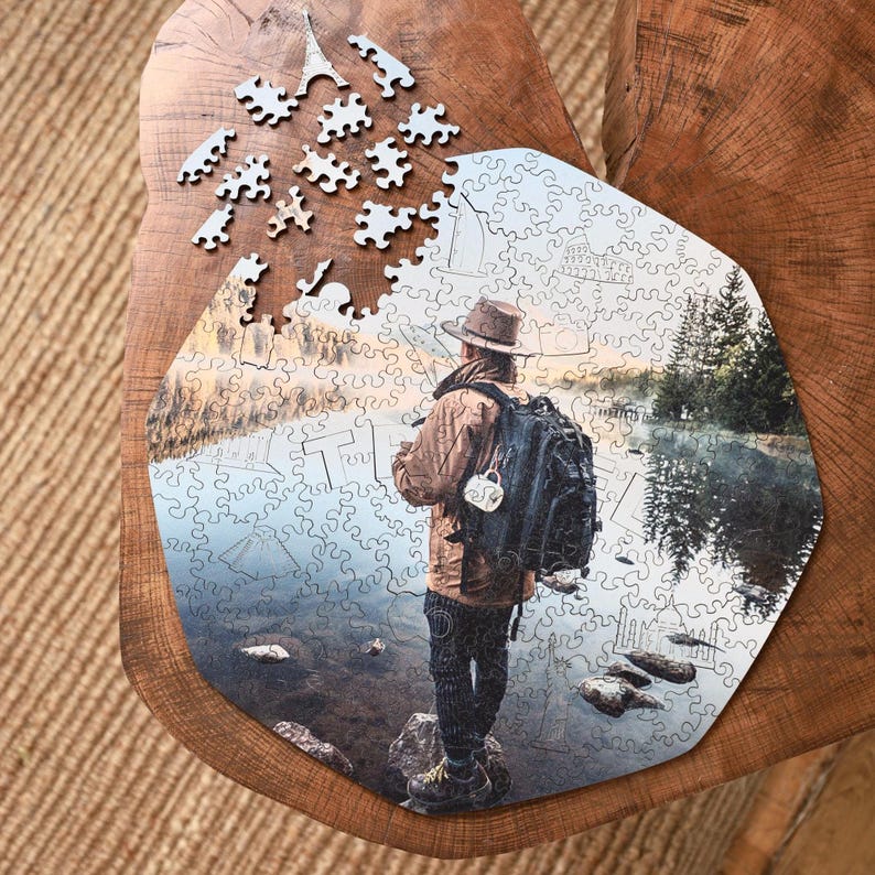 Puzzle personnalisé à partir d'une photo, cadeau personnalisé, puzzle en bois, formes uniques, cadeau d'anniversaire pour lui, elle, cadeau de mariage pour couple image 6