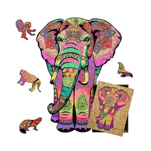 Wooden jigsaw puzzle for Adults and Kids Elephant, Ideal gift for any reason, Laser cut puzzle, Wood board game, 3d puzzle kids, Family game