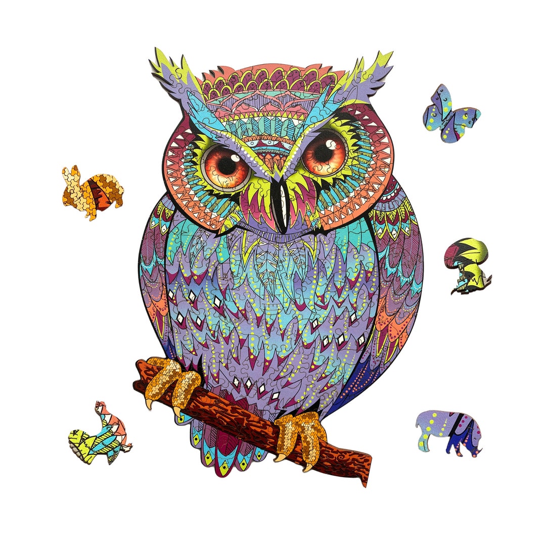 Wooden Jigsaw Puzzle for Adults and Kids Owl, Ideal Gift for Any Reason ...