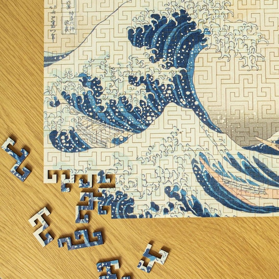 The Great Wave Off Kanagawa Maze Puzzle, Japanese Themed puzzles, Wooden Jigsaw puzzle Adult, Family Art Gift, Mom Gift, Dad Gift
