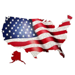 Woods Story Holzpuzzle für Erwachsene und Kinder USA Map XXL, Amerikanisches Puzzle, USA Landkarte aus Holz, Geschenk für Amerikaner