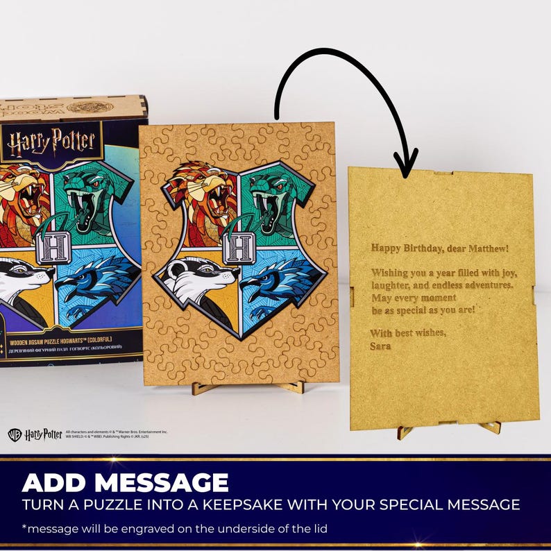 Gift for Potterhead - Licensed Wooden Jigsaw Puzzle, Harry Potter gifts, Hogwarts Puzzle, Harry Potter Puzzle Hogwarts Wall Art, Couple gift image 10