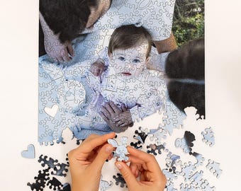 Personalisiertes Fotopuzzle, Familienporträtgeschenk, Glaspuzzle von Ihrem eigenen Bild, Geschenk für Eltern, Geschenk für Weihnachten Ehemann