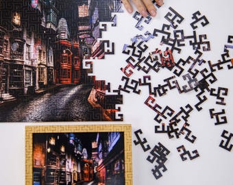 Wooden jigsaw maze puzzle Harry Potter Diagon Alley, Labyrinth puzzle,  Pottery Gift